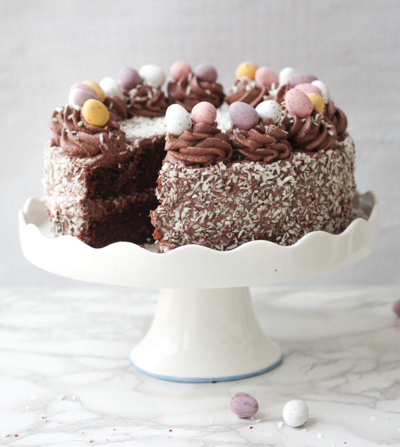 Chocolate Coconut Cake - Baker Jo's Easy, Moist Easter Layer Cake