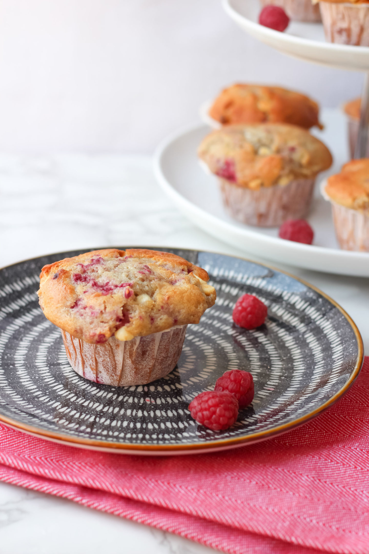 Raspberry White Chocolate Muffins - Baker Jo Easy, Quick, Moist Muffins