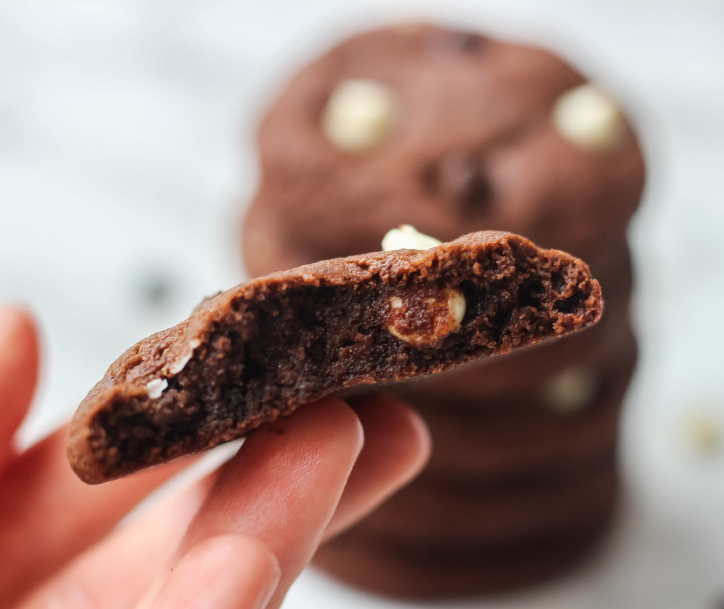 chewy inside triple chocolate chip cookie