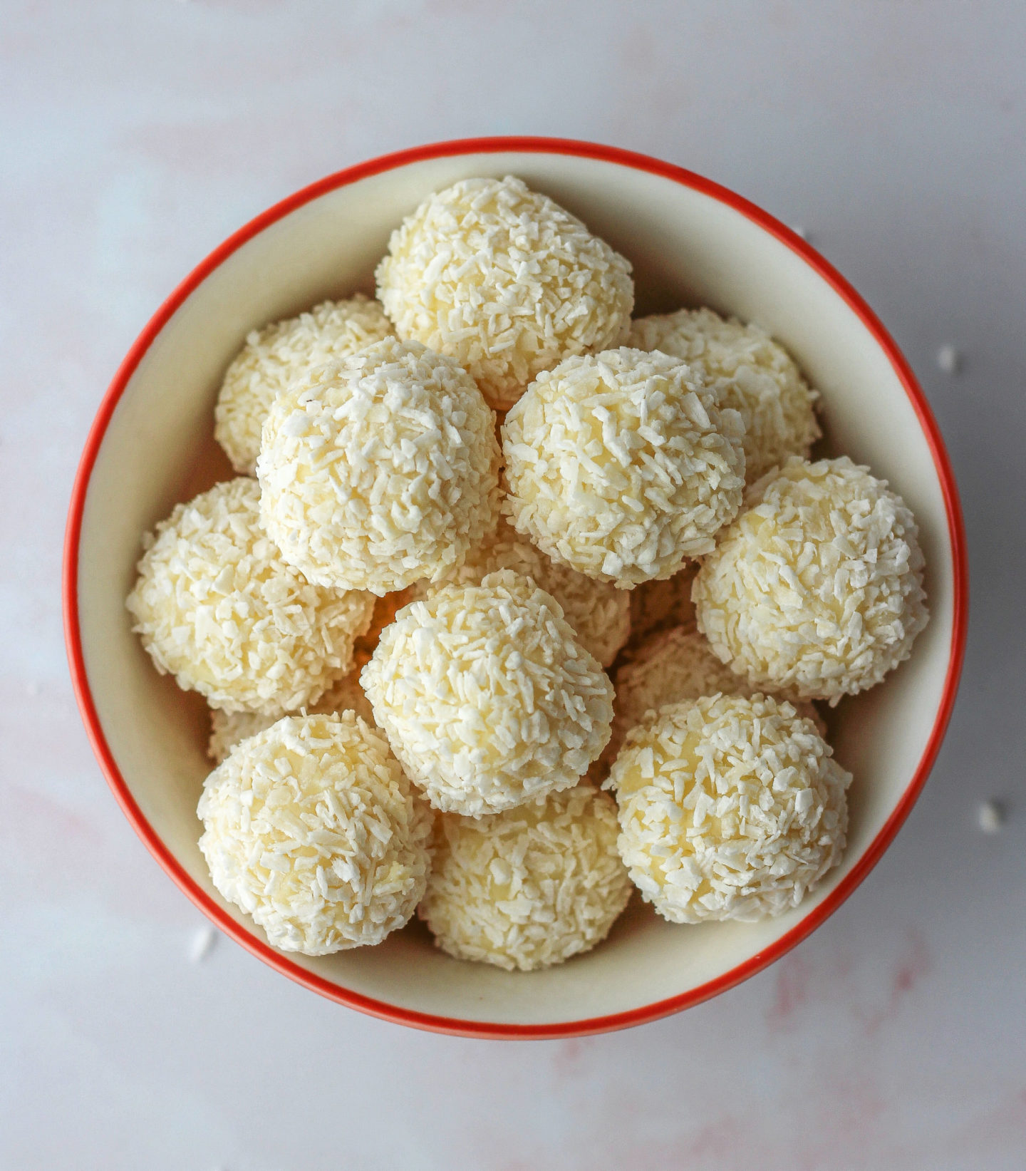 view from above of bowl of truffles