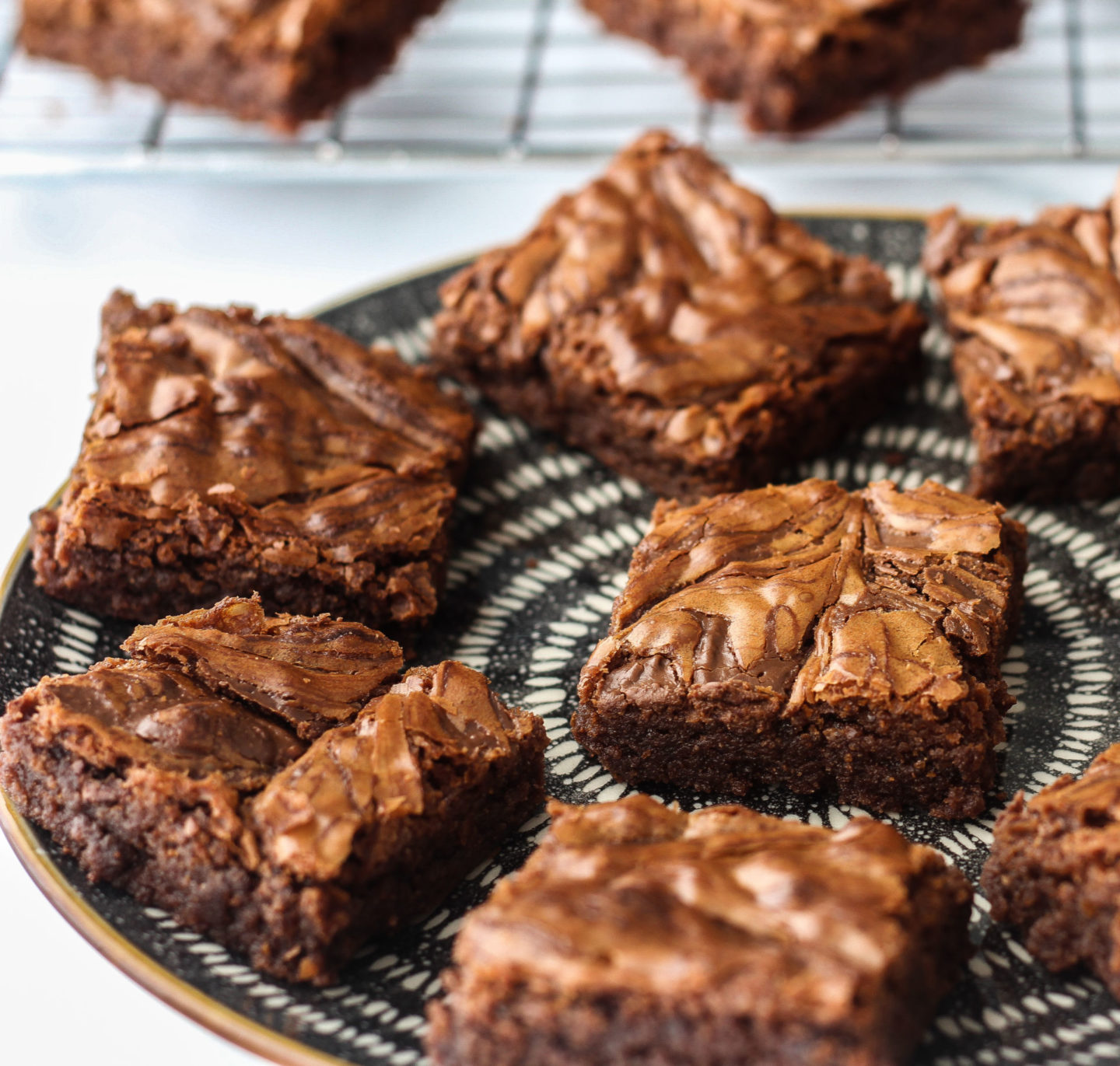 plate of nutella brownies