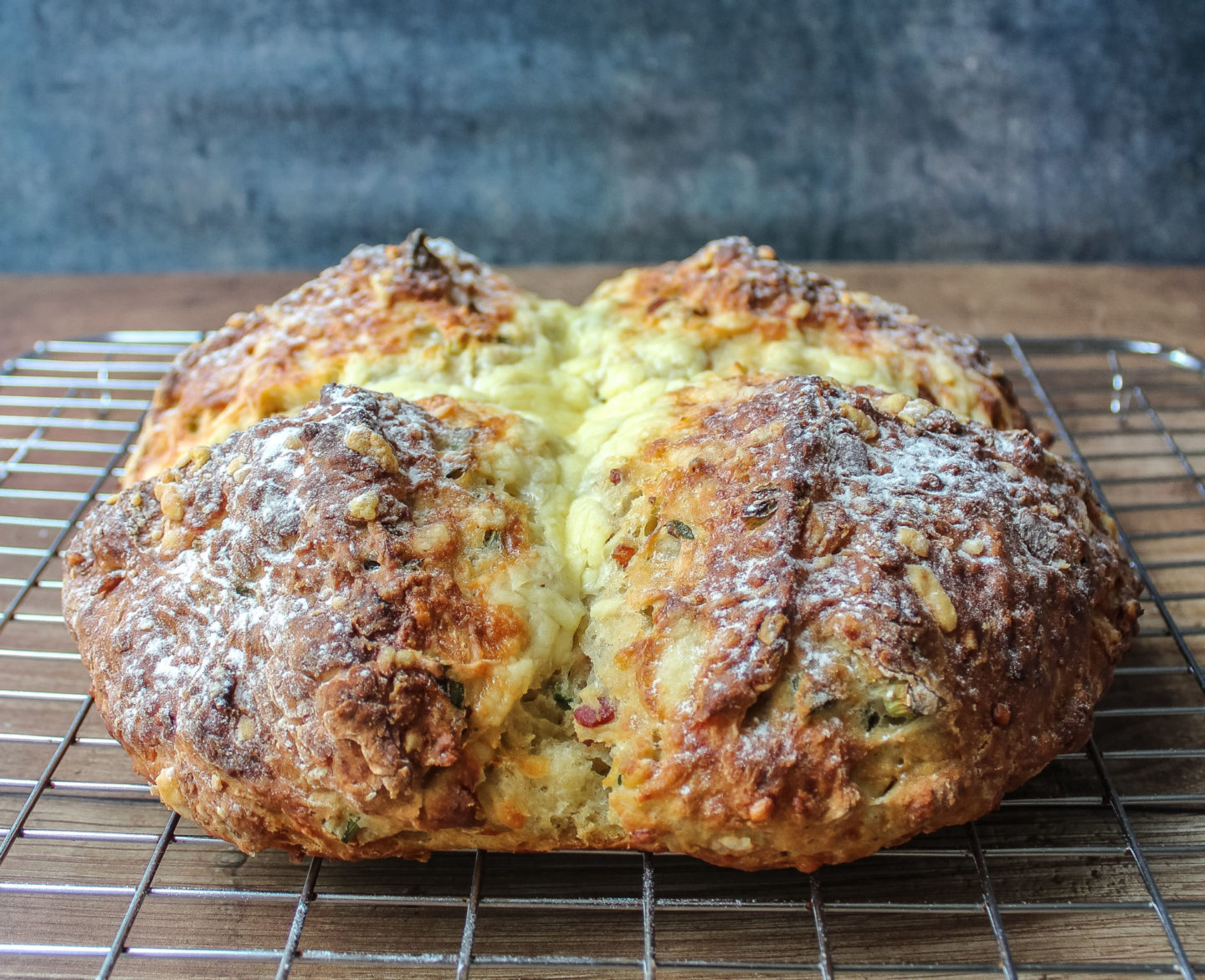 bacon cheese and spring onion soda bread