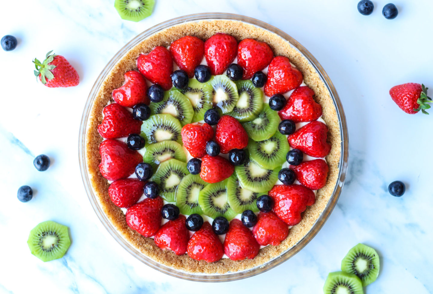 view from above of fresh fruit tart