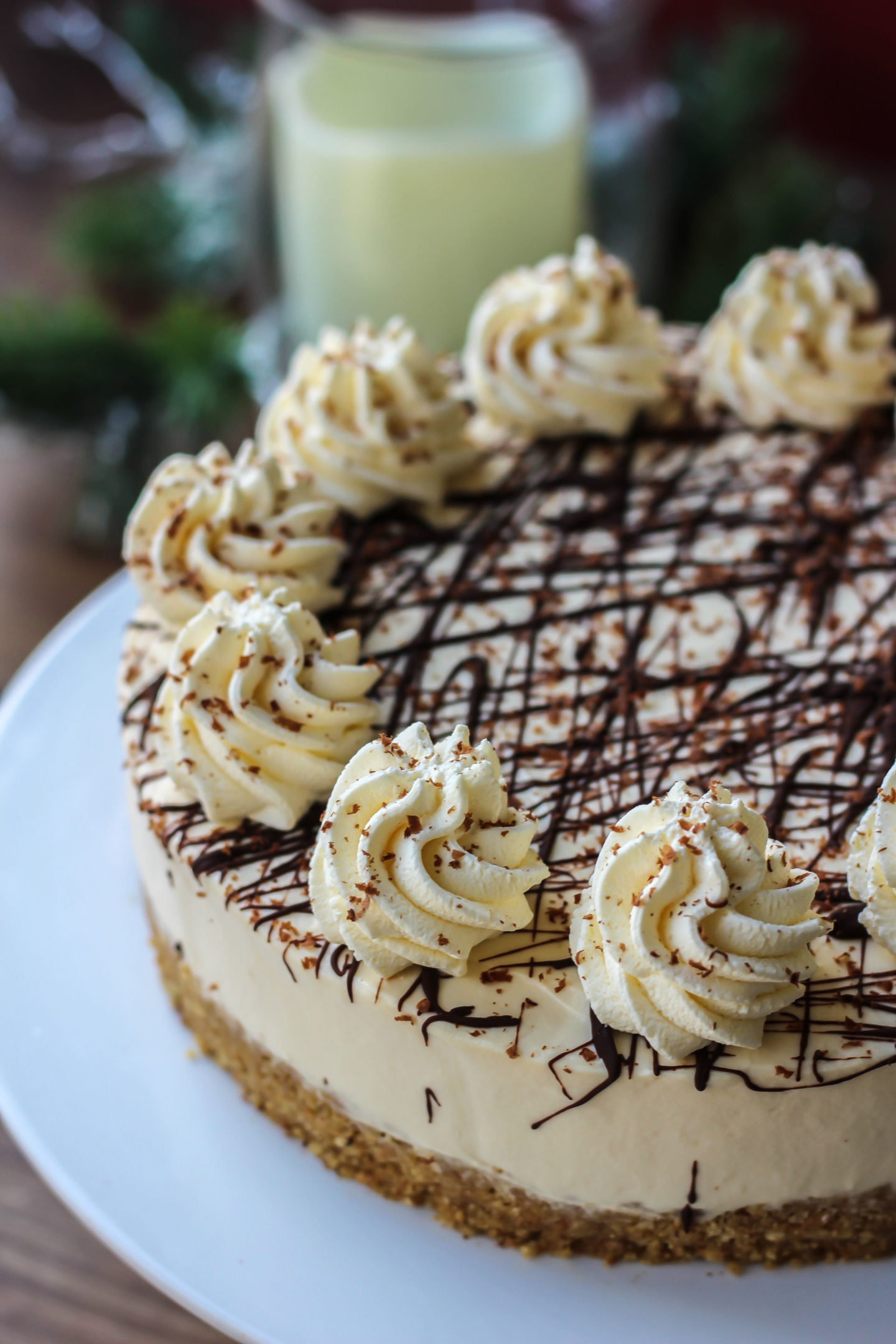 Close up of no-bake Baileys cheesecake