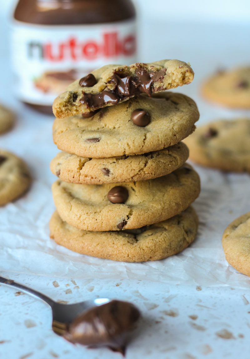 Nutella Stuffed Chocolate Chip Cookies - Baker Jo